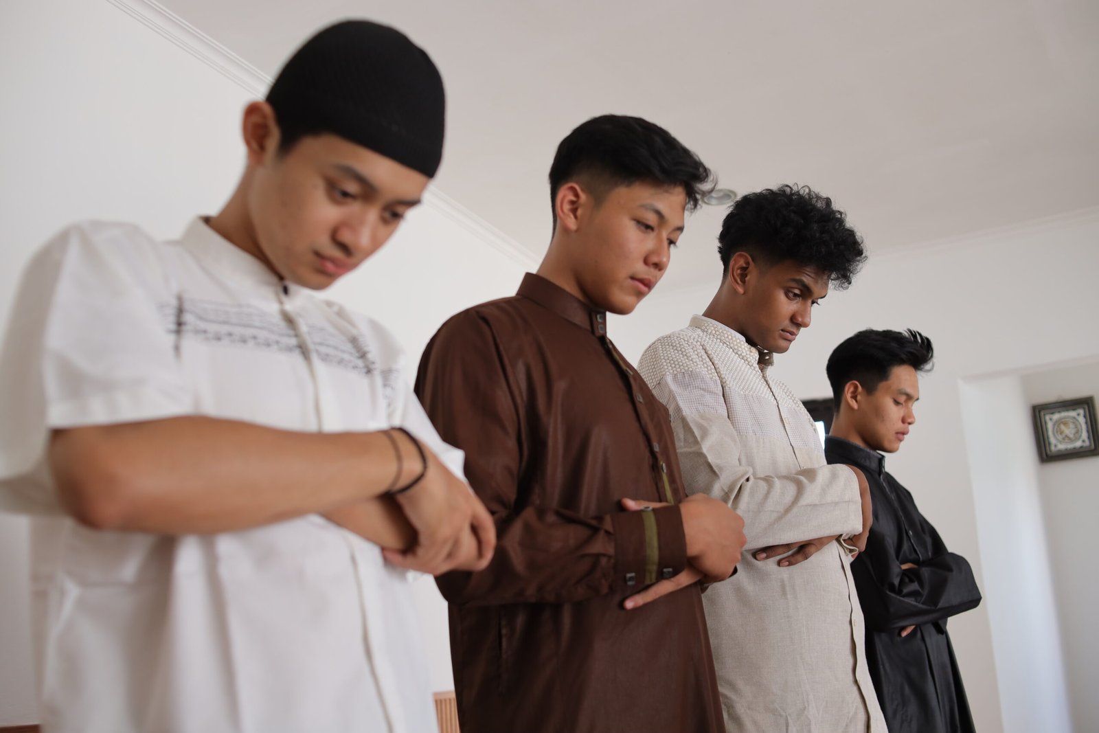 Devoted Muslim People Praying Salah Together